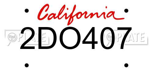 2DO407 California License Plate