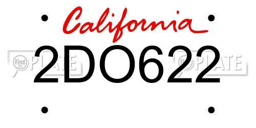 2DO622 California License Plate