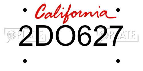 2DO627 California License Plate