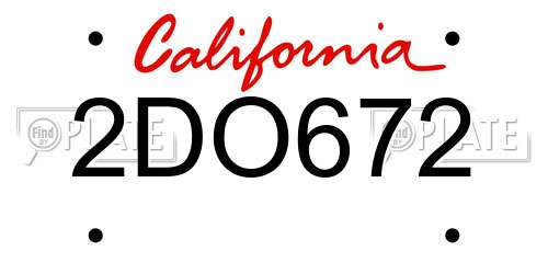 2DO672 California License Plate