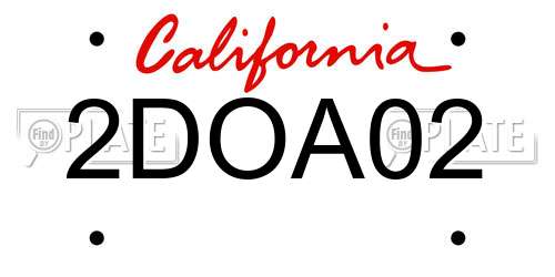 2DOA02 California License Plate