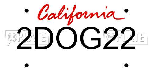2DOG22 California License Plate