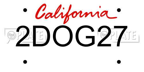 2DOG27 California License Plate