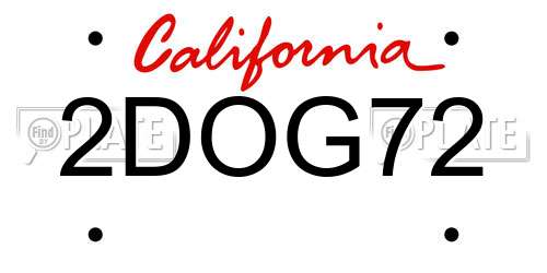 2DOG72 California License Plate