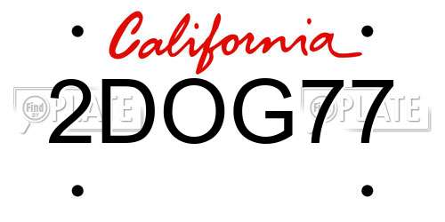 2DOG77 California License Plate