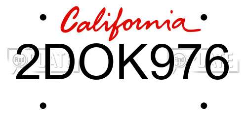 2DOK976 California License Plate