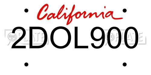 2DOL900 California License Plate