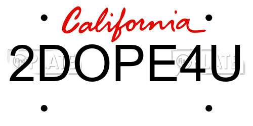 2DOPE4U California License Plate
