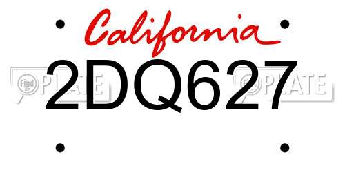 2DQ627 California License Plate