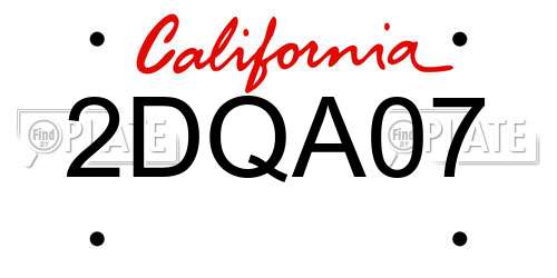 2DQA07 California License Plate
