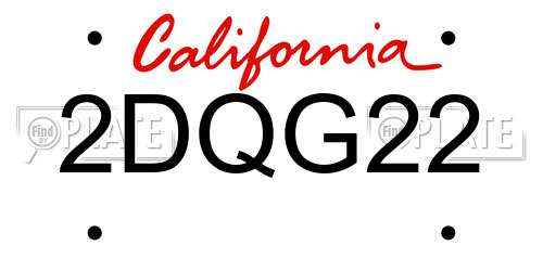 2DQG22 California License Plate