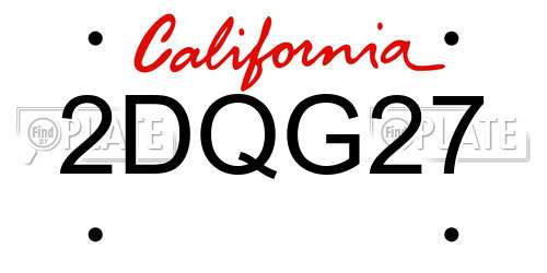 2DQG27 California License Plate