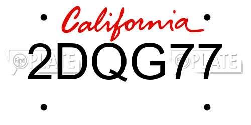 2DQG77 California License Plate