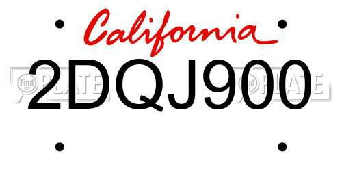 2DQJ900 California License Plate