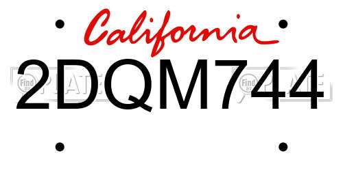 2DQM744 California License Plate