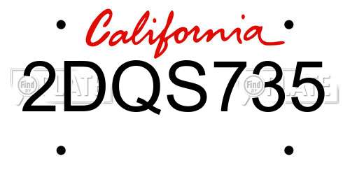 2DQS735 California License Plate