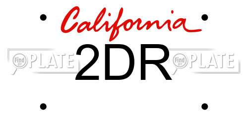 2DR California License Plate