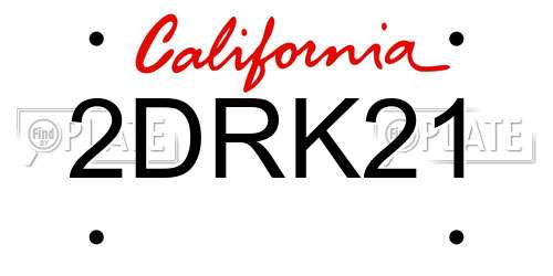 2DRK21 California License Plate