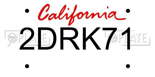2DRK71 California License Plate