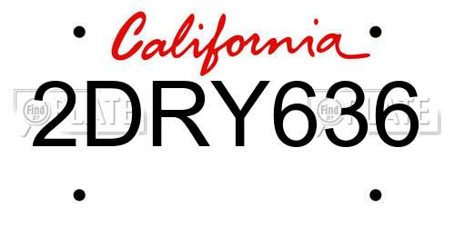2DRY636 California License Plate