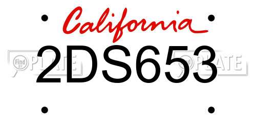 2DS653 California License Plate