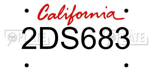 2DS683 California License Plate