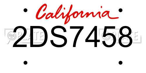 2DS7458 California License Plate