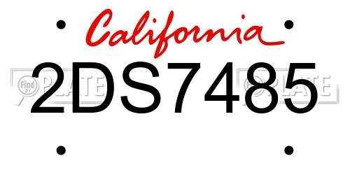 2DS7485 California License Plate
