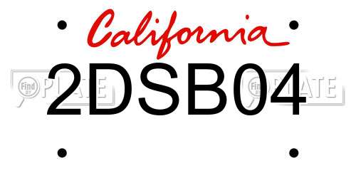 2DSB04 California License Plate