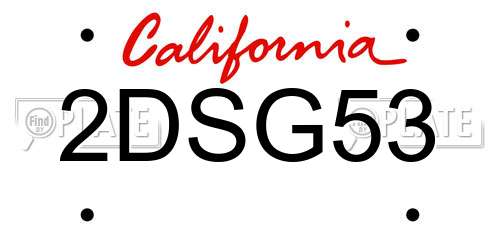 2DSG53 California License Plate