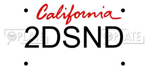 2DSND California License Plate