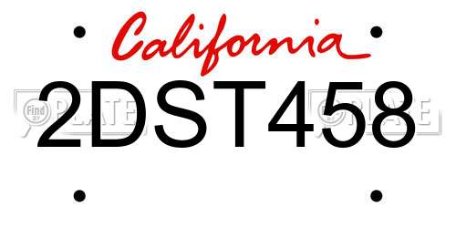 2DST458 California License Plate