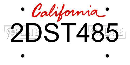 2DST485 California License Plate