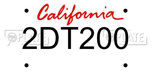 2DT200 California License Plate