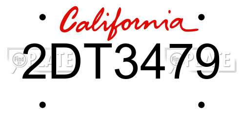 2DT3479 California License Plate