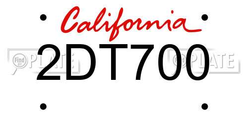 2DT700 California License Plate