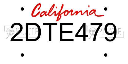 2DTE479 California License Plate