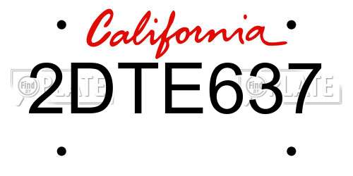 2DTE637 California License Plate
