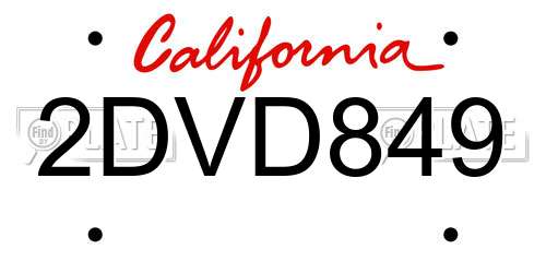 2DVD849 California License Plate