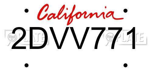 2DVV771 California License Plate
