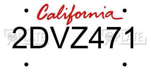 2DVZ471 California License Plate