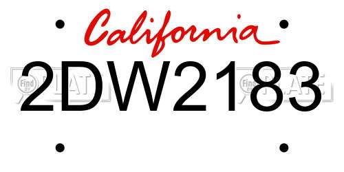 2DW2183 California License Plate