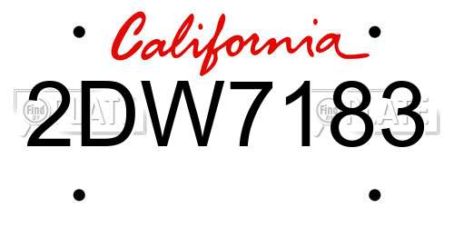 2DW7183 California License Plate