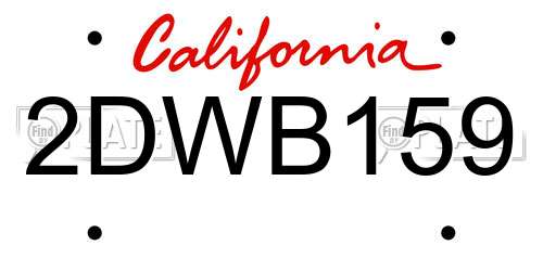 2DWB159 California License Plate