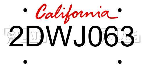 2DWJ063 California License Plate