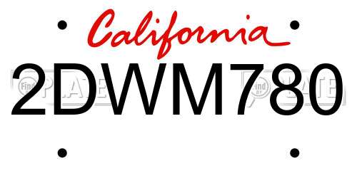 2DWM780 California License Plate