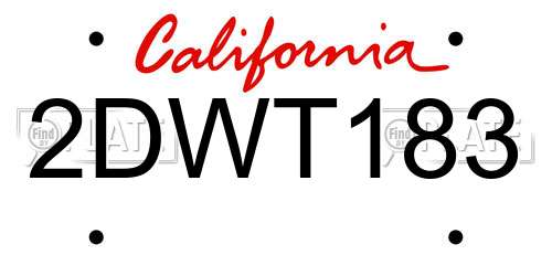 2DWT183 California License Plate