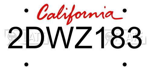 2DWZ183 California License Plate