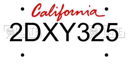 2DXY325 California License Plate