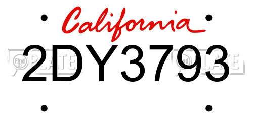 2DY3793 California License Plate